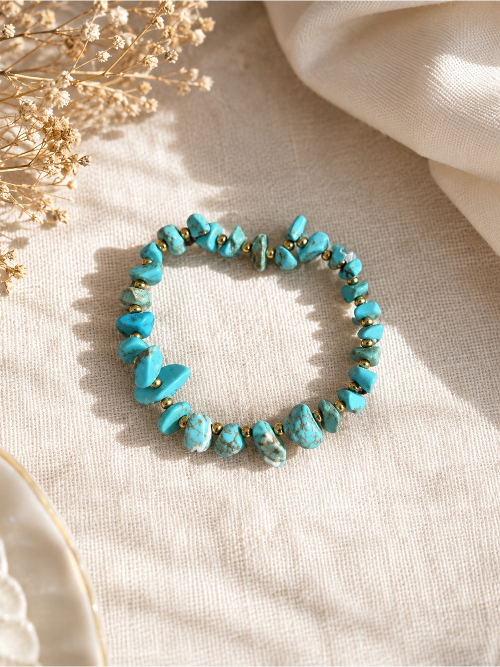 Turquoise Chip Stretch Bracelet - Turquoise Beaded Bracelet